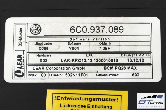 VW POLO SKODA SEAT STEROWNIK BORDNETZ 6C0937089 moduł BCM 6C0937089A 6C0937089B 6C0937089C 6C0937089D 6C0 937 089 6C0937089
