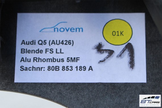 AUDI Q5 LISTWY OZDOBNE DEKORY WYKOŃCZENIE 80A 80B864261A 80B853189A 80B853190C 80A867409A 80A867410 80A867410A FY dekor