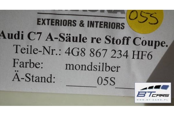 AUDI A7 SŁUPEK A POSZYCIE szary 4G8867233 4G88672334 4G8867233 4G88672334 4G8867233 4G88672334 4G8867233B 4G88672334B 4G8867233
