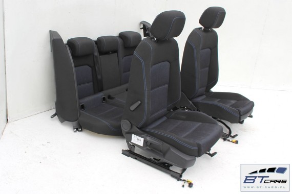 VW PASSAT B8 KOMBI FOTELE KOMPLET FOTELI siedzeń siedzenia tapicerka avant  welur kolor czarno - niebieski 3G 3G9