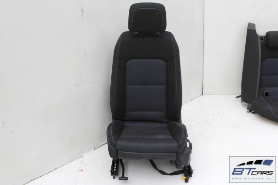 VW PASSAT B8 KOMBI FOTELE KOMPLET FOTELI siedzeń siedzenia tapicerka avant  welur kolor czarno - niebieski 3G 3G9