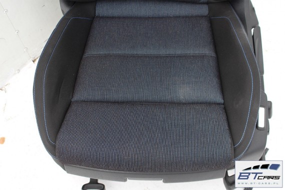 VW PASSAT B8 KOMBI FOTELE KOMPLET FOTELI siedzeń siedzenia tapicerka avant  welur kolor czarno - niebieski 3G 3G9