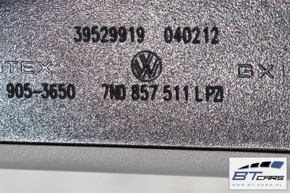 VW SKODA SEAT LUSTERKO WEWNĘTRZNE 7N0857511L 7N0857511K wsteczne 7N0 857 511 L K PZI - shetland / czarny satynowy