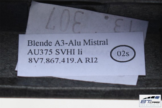 AUDI A3 CABRIO LISTWY OZDOBNE DEKORY 8V 8V1853191A 8V1853190A 8V1853189A 8V3867409A 8V3867410A 8V7867419A 8V7867420A 8V1853190