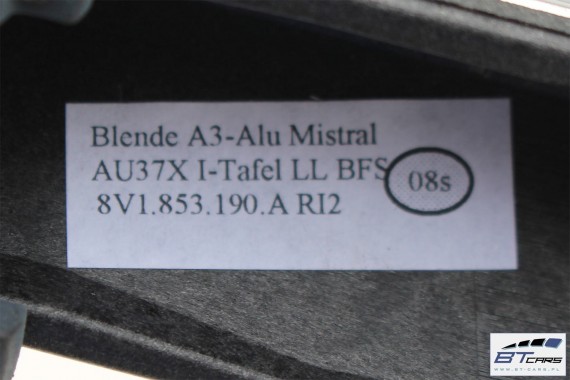 AUDI A3 CABRIO LISTWY OZDOBNE DEKORY 8V 8V1853191A 8V1853190A 8V1853189A 8V3867409A 8V3867410A 8V7867419A 8V7867420A 8V1853190