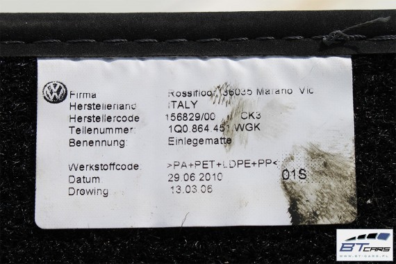 VW EOS DYWANIKI WYCIERACZKI PODŁOGI 1Q WELUR 1Q0864451 1Q0864452 1K1864436F 1Q0 864 451 1Q0864451 1Q0864452 1Q0864451 1Q0864452