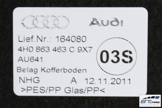 AUDI A8 S8 BOCZKI + DYWAN BAGAŻNIKA 4H tapicerka 4H0863880J 4H0863887F 4H0863888F 4H0863471 4H0863463C D4