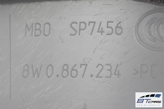 AUDI A4 SŁUPEK A POSZYCIE 8W0867233 8W0867234 8W B9 górne podsufitki kolor RL9 szary 8W0867233B 8W0867234B 8W0867233F 8W0867234F