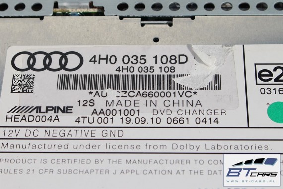 AUDI A6 A7 A8 ZMIENIARKA PŁYT DVD 4H0035108D 4H0035108 4H0035108E 4H0035108 4H0035108E 4H0035108 4H0035108D 4H0035108 VW TOUAREG