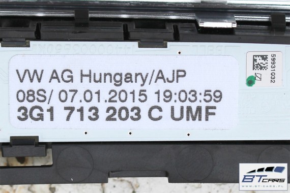 VW PASSAT B8 PANEL STEROWANIA BIEGAMI 3G1713203C 3G1 713 203 C sterowanie Kolor: UMF - czarny / aluminium 3G1713203C 3G1713203