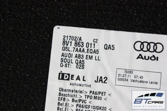 AUDI A3 DYWANIKI WYCIERACZKI PODŁOGI 8V1863691 8V3863011 dywanik QA5 czarny 8V3863011 8V1863691 8V1864435 8V1863436 8V3863011 8V