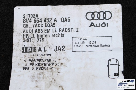 AUDI A3 DYWANIKI WYCIERACZKI PODŁOGI 8V1863691 8V3863011 dywanik QA5 czarny 8V3863011 8V1863691 8V1864435 8V1863436 8V3863011 8V