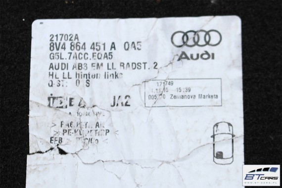 AUDI A3 DYWANIKI WYCIERACZKI PODŁOGI 8V1863691 8V3863011 dywanik QA5 czarny 8V3863011 8V1863691 8V1864435 8V1863436 8V3863011 8V