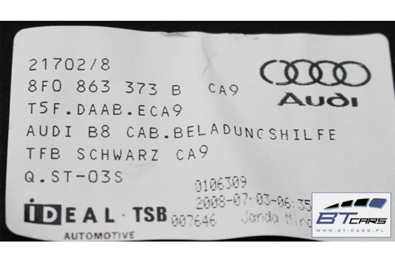 AUDI A5 CABRIO DYWAN + PAS +BOCZEK BAGAŻNIKA 8F0864373B 8F0864401A 8F0863463B 8T0863471 8F0863880A 8F boczki bagażnik tapicerka