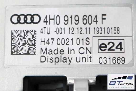 AUDI A8 MONITOR 8'' WYSWIETLACZ LCD 8 CALI 4H0919604F 4H0919604C 4H0919604D 4H0919604B 4H0919604G 4H0919604H 4H0919604 4H0919604