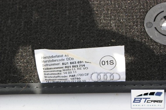 AUDI Q3 DYWANIKI WYCIERACZKI PODŁOGI 8U1863691 8U0864450 8U0863723 8U1863691 8U1863714 8U1863691C 8U1863713 8U1863714 8U1863691