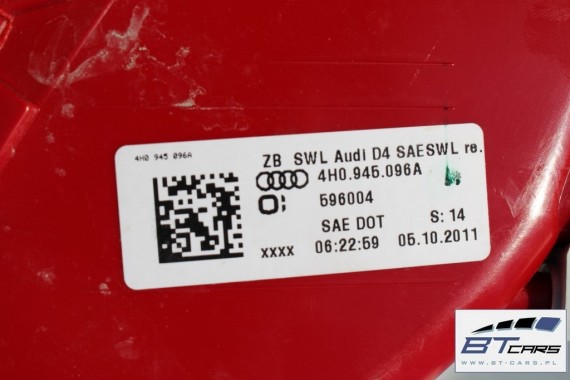AUDI A8 LAMPA TYŁ TYLNA 4H0945095A 4H0945096A 4H0945093 4H0945094 d4 4H0 945 095 USA 4H0945095E 4H0945096E błotnika 4H0945095A