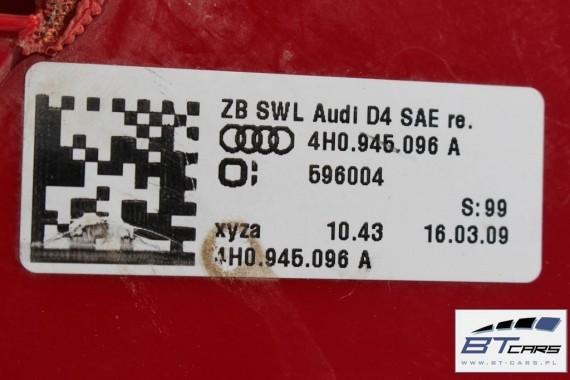AUDI A8 LAMPA TYŁ TYLNA 4H0945095A 4H0945096A 4H0945093 4H0945094 d4 4H0 945 095 USA 4H0945095E 4H0945096E błotnika 4H0945095A