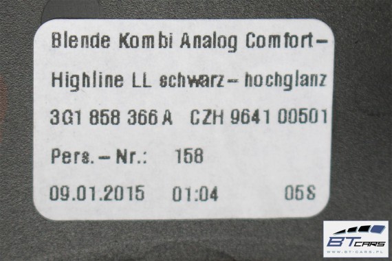 VW PASSAT B8 LISTWY OZDOBNE LISTWA DEKOR DEKORY 3G1853261 3G1853262 3G1858069B 3G0867439 3G0867440 3G0867449 WYKOŃCZENIE 3G