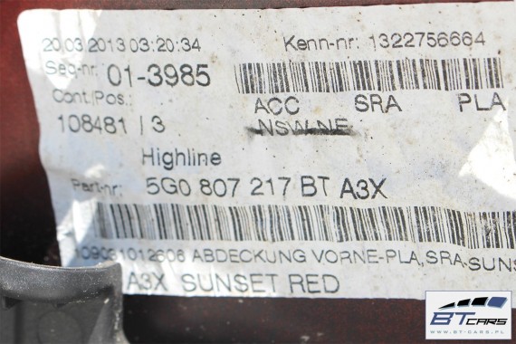 VW GOLF 7 PRZÓD Highline LA3X maska błotniki zderzak pas przedni lampy wzmocnienie błotnik lampa Xenon LED 5G czerwony KOMPLETNY