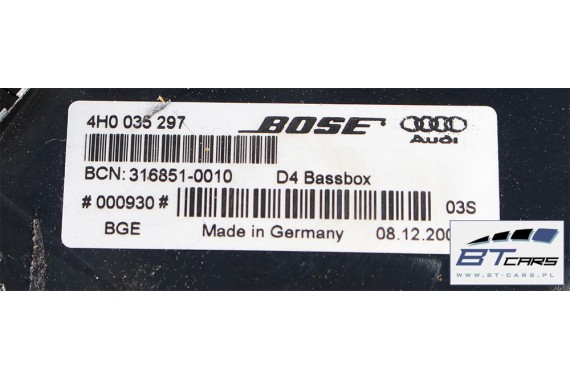AUDI A8 GŁOŚNIKI NAGŁOŚNIENIE BOSE 4H 4H0035411A 4H1035401 4H1035402 4H0035297 4H1035481A 4H0035402 4H0035397 4H0035399B C