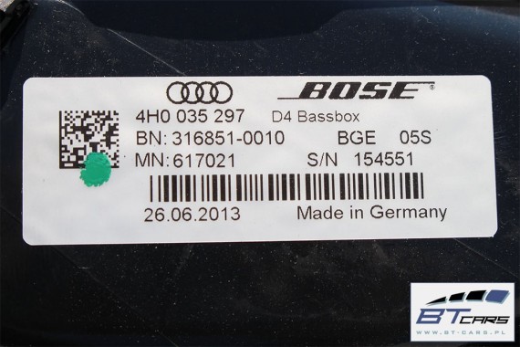 AUDI A8 GŁOŚNIKI NAGŁOŚNIENIE BOSE 4H0035411A 4H1035401 4H1035402 4H0035297 4H1035481A 4H0035402 4H0035397 4H0035399B 4H0035399C