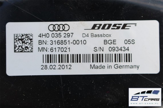 AUDI A8 GŁOŚNIKI NAGŁOŚNIENIE BOSE 4H 4H0035411A 4H1035401 4H1035402 4H0035297 4H1035481A 4H0035402 4H0035397 4H0035399B C