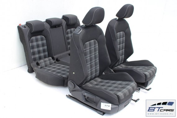 VW GOLF 7 VII GTD FOTELE KOMPLET FOTELI siedzeń siedzenia fotel tapicerka 5G 5G3 welur kolor czarno - szary 5G0 wersja 3 - drzwi