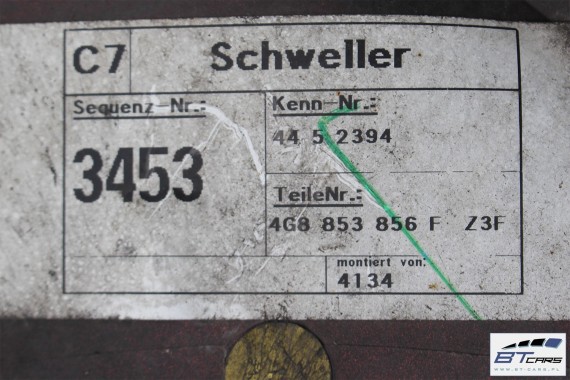 AUDI A7 LISTWA PROGOWA PRAWA LZ3F 4G8853856F 4G8853856D zewnętrzna LZ3F czerwony (granatrot) 4G8 853 856 D 4G8853856F 4G8853856D