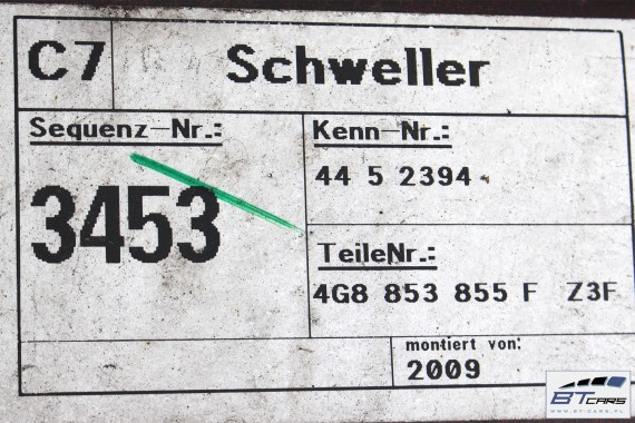 AUDI A7 LISTWA PROGOWA PRAWA LZ3F 4G8853856F 4G8853856D zewnętrzna LZ3F czerwony (granatrot) 4G8 853 856 D 4G8853856F 4G8853856D