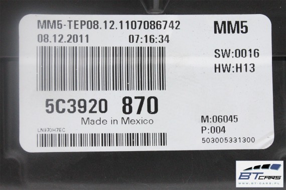 VW THE BEETLE CABRIO ZEGARY BENZYNA 5C3920870 5C3 920 870  5C zegar licznik