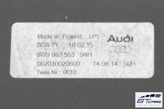 AUDI A4 AVANT KOMBI ROLETA BAGAŻNIKA 8W9863553A Kolor: 94H - czarny 8W9 863 553 8W 2015- ALLROAD 8W9863553B (soul) B9 8W9863553
