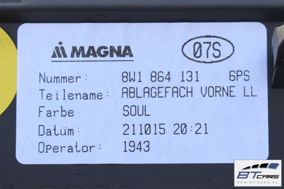 AUDI A4 PÓŁECZKA PÓŁKA POPIELNICZKA 8W1864131 8W B9 8W1 864 131 8W1864131 8W1864131 8W1864131 8W1864131 8W1864131 8W1864131 A5