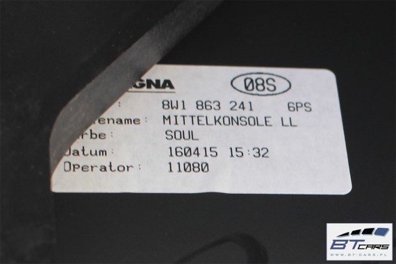 AUDI A4 TUNEL ŚRODKOWY + PODŁOKIETNIK 8W0864283 8W1863241 8W0864207 8W1 863 241 8W 2015- 6PS - czarny Z PODLOKIETNIKEM KOMPLET